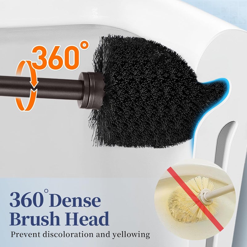 HAMITOR Toilet Bowl Brush Holder Set: 2 Pack Modern Deep Cleaning Bathroom Toilet Scrubber with Caddy for rv - Rim Decorative Accessories Cleaner Brushes for Toilet - Bronze1 - Image 3